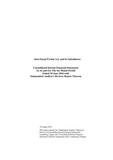 Thumbnail Aksa Energy Half-year Report 2016-h1