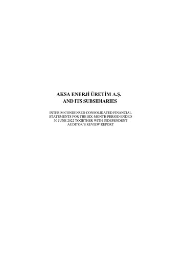 Thumbnail Aksa Energy Half-year Report 2022-h1