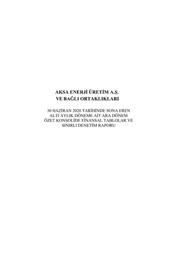 Thumbnail Aksa Energy Half-year Report 2020-h1
