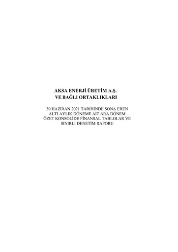 Thumbnail Aksa Energy Half-year Report 2021-h1