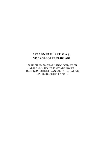 Thumbnail Aksa Energy Half-year Report 2022-h1