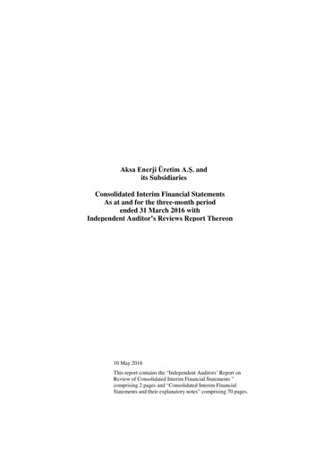 Thumbnail Aksa Energy Quarterly Report 2016-q1