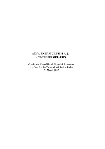 Thumbnail Aksa Energy Quarterly Report 2022-q1