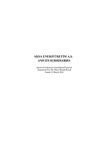Thumbnail Aksa Energy Quarterly Report 2024-q1