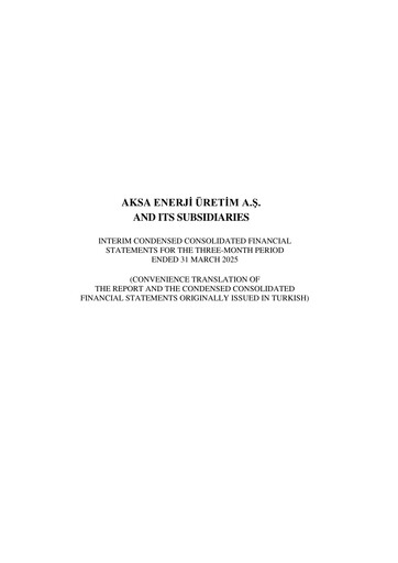 Thumbnail Aksa Energy Quarterly Report 2025-q1