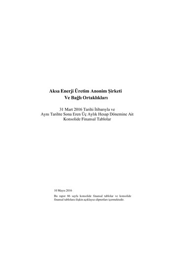 Thumbnail Aksa Energy Quarterly Report 2016-q1