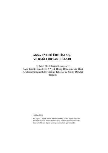 Thumbnail Aksa Energy Quarterly Report 2018-q1