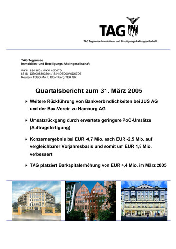 Thumbnail TAG Immobilien
 Quarterly Report 2005-q1