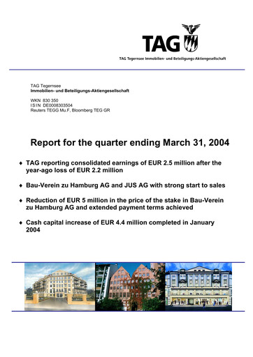 Thumbnail TAG Immobilien
 Quarterly Report 2004-q1
