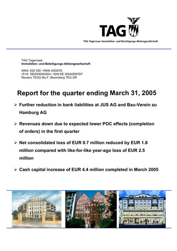 Thumbnail TAG Immobilien
 Quarterly Report 2005-q1