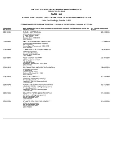 Thumbnail Exelon Corporation Annual Report 2020