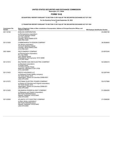 Thumbnail Exelon Corporation Quarterly Report 2022-q3