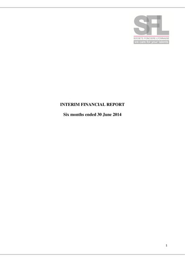 Miniature Société Foncière Lyonnaise Rapport semestriel 2014-h1