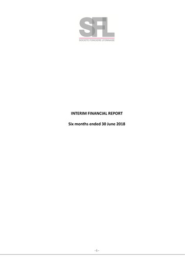 Miniature Société Foncière Lyonnaise Rapport semestriel 2018-h1