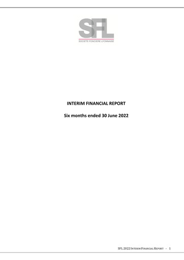 Miniature Société Foncière Lyonnaise Rapport semestriel 2022-h1