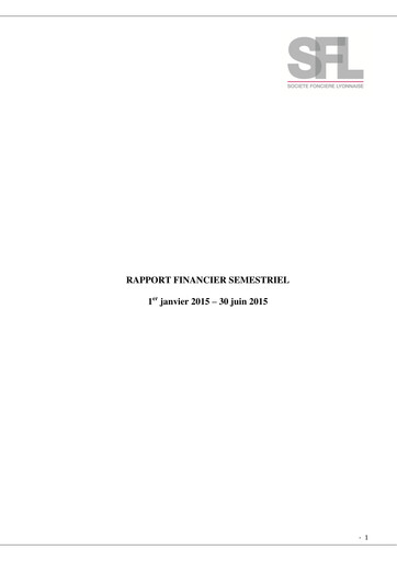 Miniature Société Foncière Lyonnaise Rapport semestriel 2015-h1