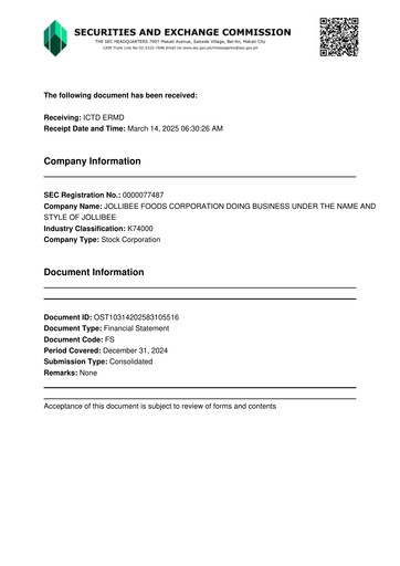 Thumbnail Jollibee Financial Statement 2024