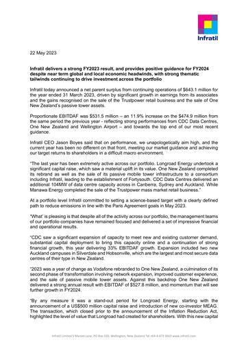 Vorschaubild Infratil
 Finanzbericht fy2023