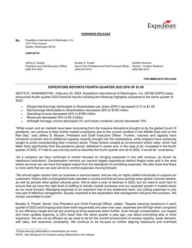 Vorschaubild Expeditors International Quartalsbericht 2023-q4