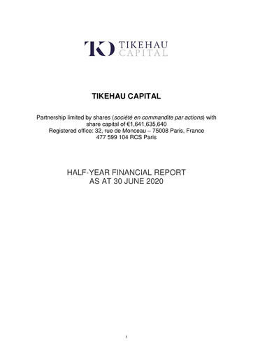 Thumbnail Tikehau Capital
 Financial Report 2020-h1