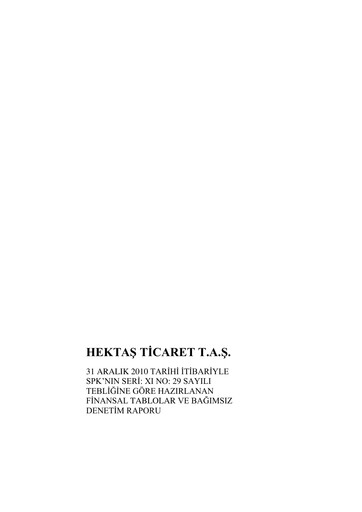 Thumbnail Hektaş
 Financial Statement 2010