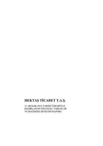 Thumbnail Hektaş
 Financial Statement 2012