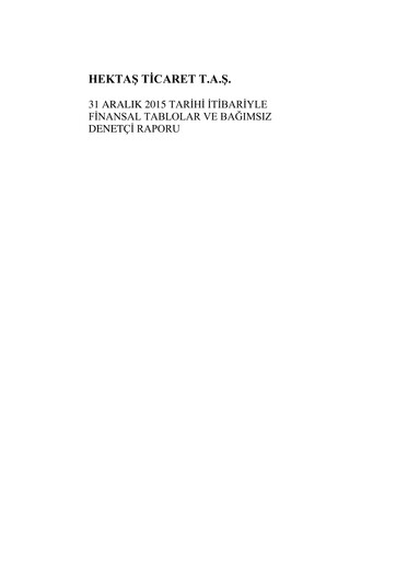 Thumbnail Hektaş
 Financial Statement 2015