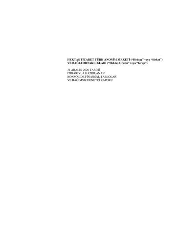 Thumbnail Hektaş
 Financial Statement 2020