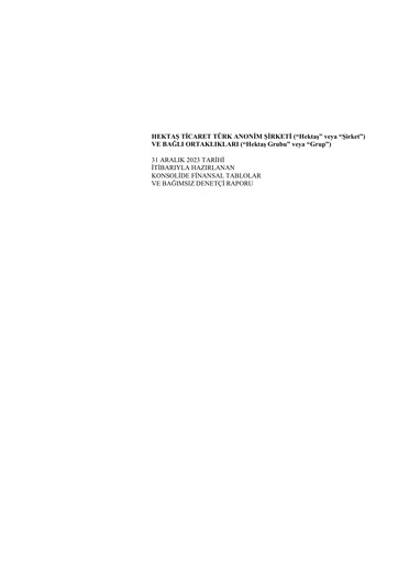 Thumbnail Hektaş
 Financial Statement 2023
