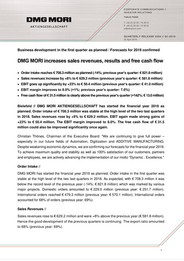 Thumbnail DMG Mori Aktiengesellschaft Quarterly Report 2019-q1
