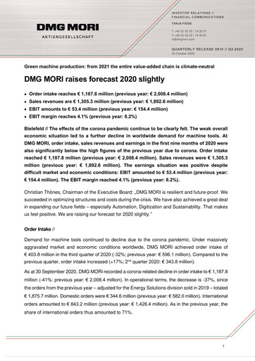 Thumbnail DMG Mori Aktiengesellschaft Quarterly Report 2020-q3