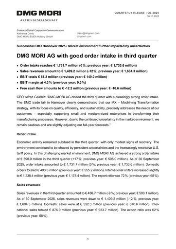 Thumbnail DMG Mori Aktiengesellschaft Quarterly Report 2025-q3