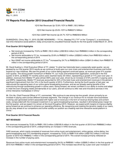 Thumbnail JOYY Quarterly Report 2015-q1