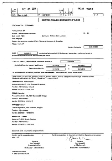 Thumbnail Cofinimmo Financial Statement 2013