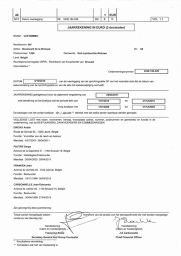 Thumbnail Cofinimmo Financial Statement 2010