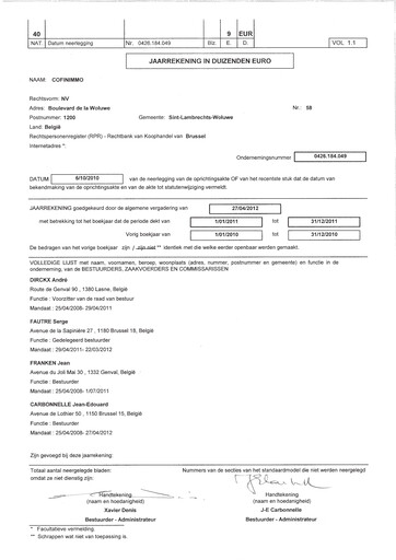 Thumbnail Cofinimmo Financial Statement 2011