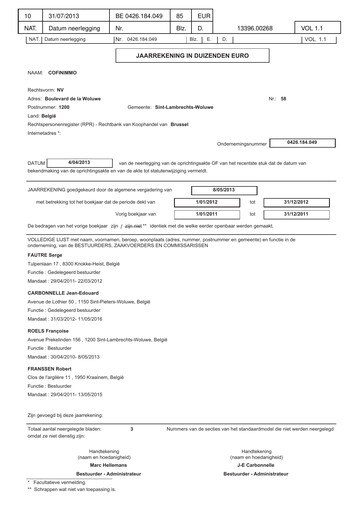 Thumbnail Cofinimmo Financial Statement 2012