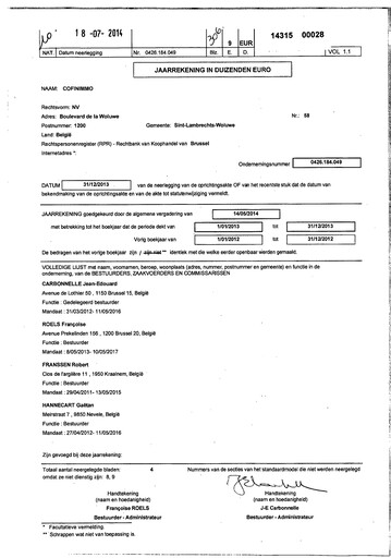 Thumbnail Cofinimmo Financial Statement 2013