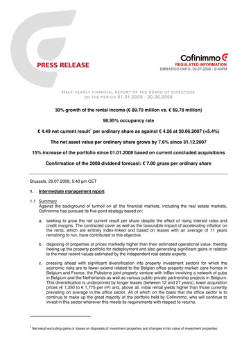 Thumbnail Cofinimmo Half-year Report 2008-h1