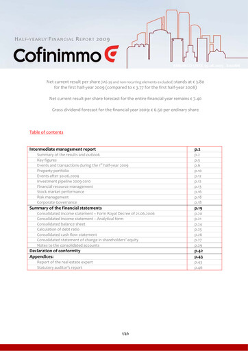 Thumbnail Cofinimmo Half-year Report 2009-h1