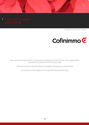 Thumbnail Cofinimmo Half-year Report 2010-h1