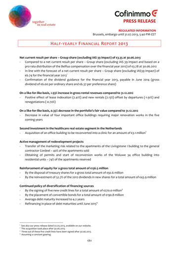 Thumbnail Cofinimmo Half-year Report 2013-h1