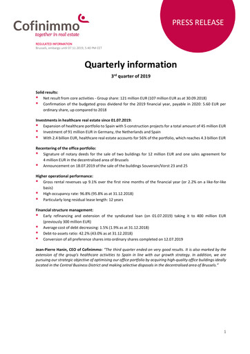 Vorschaubild Cofinimmo Quartalsbericht 2019-q3