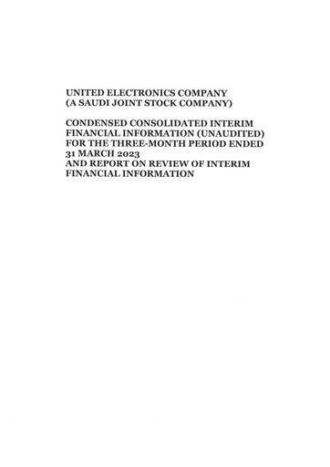 Thumbnail United Electronics Company (eXtra Saudi) Quarterly Report 2023-q1