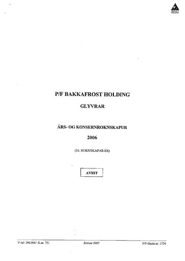Thumbnail Bakkafrost
 Annual Report 2006