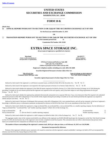 Thumbnail Extra Space Storage
 Annual Report 2014