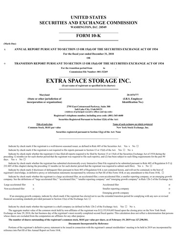 Thumbnail Extra Space Storage
 Annual Report 2018