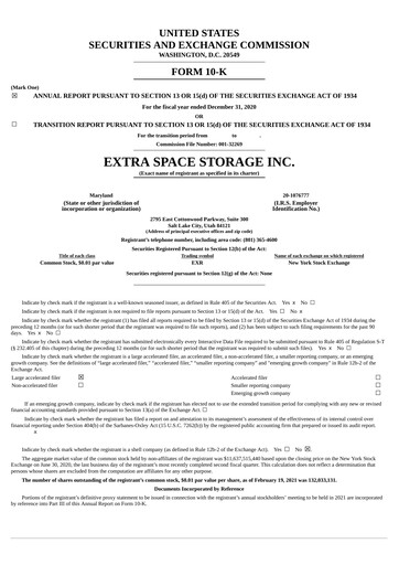Thumbnail Extra Space Storage
 Annual Report 2020