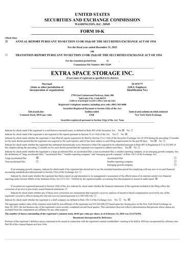 Thumbnail Extra Space Storage
 Annual Report 2023