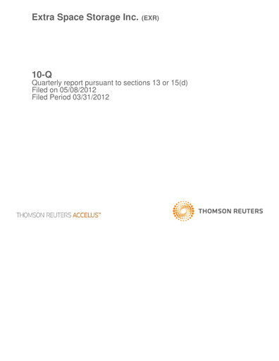 Thumbnail Extra Space Storage
 Quarterly Report 2012-q1